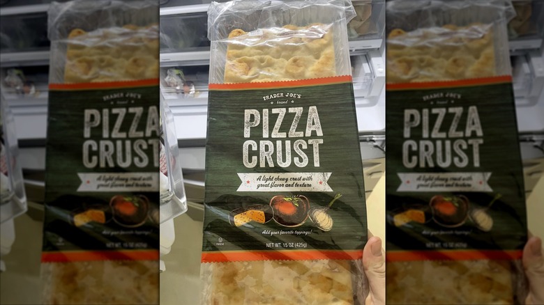 Trader Joe's pizza crust in residential kitchen.