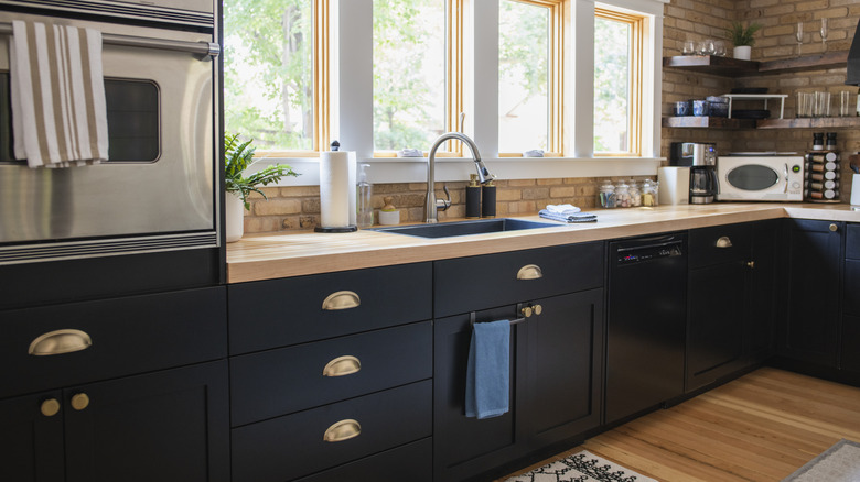 dark blue kitchen cabinets