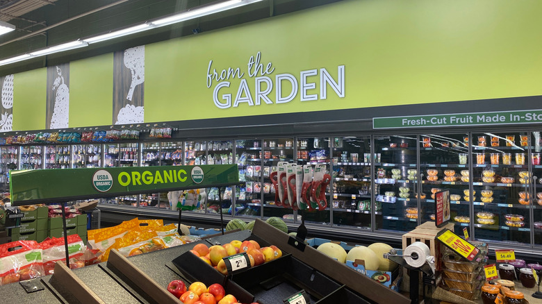 Kroger's interior is lit by fruorescent lights