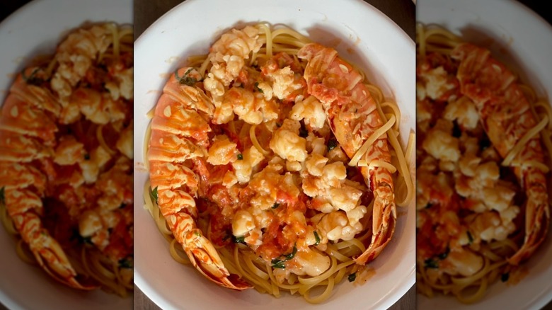 Bowl of langoustines with spaghetti