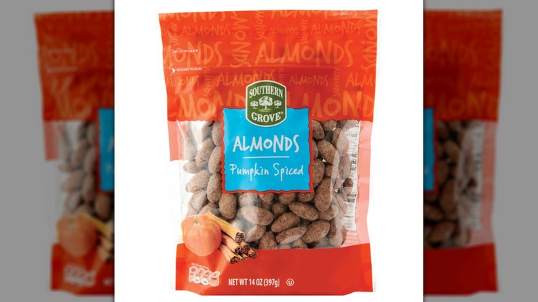 Bag of Southern Grove Pumpkin Spiced Almonds.