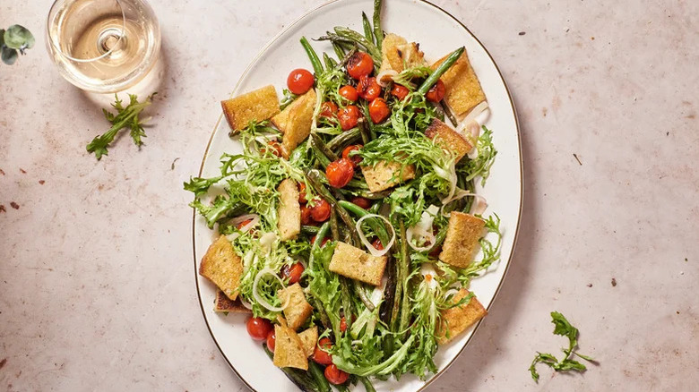 Green bean and tomato salad in a bowl
