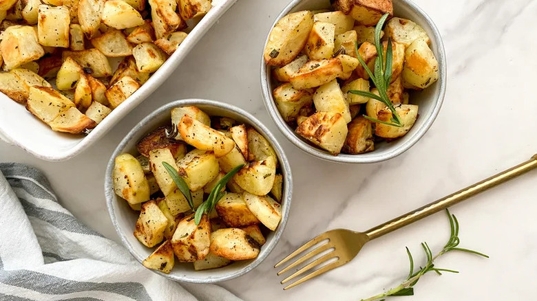 Bowls of roasted potatoes