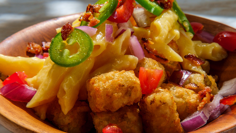 Pasta dish with tater tots