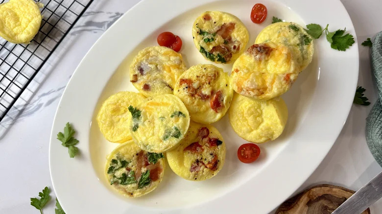 Egg bites with tomatoes on a plate