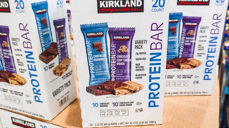 Kirkland Signature Protein Bars on shelves