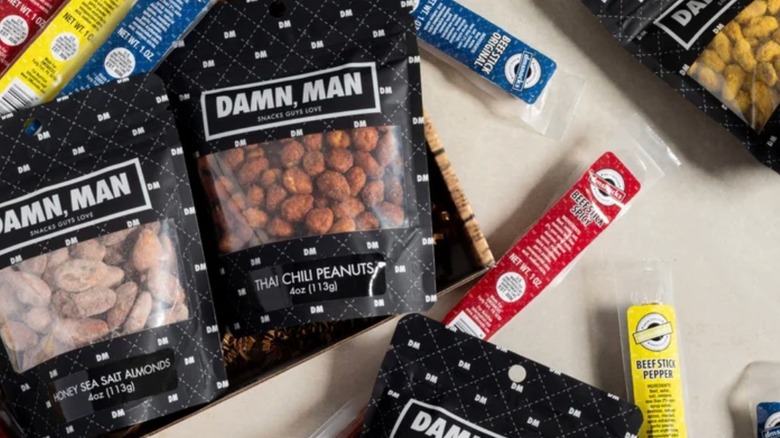 Sugar Plum Damn Man Meat and Nut Snack Gift Box spread out