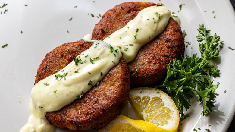 Salmon croquettes on a plate