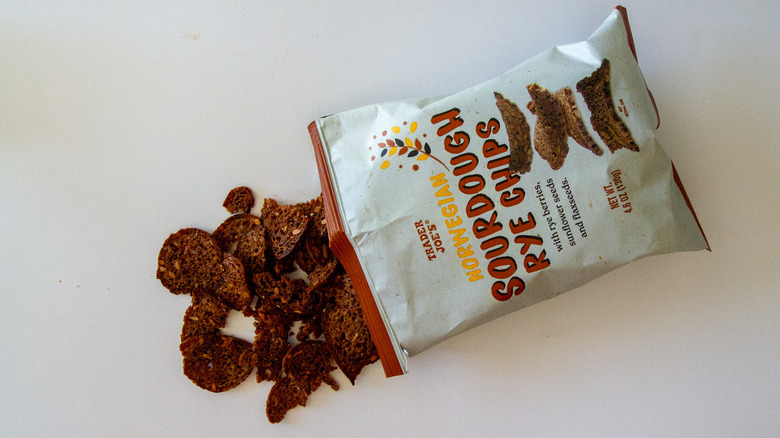 Sourdough Rye Crisps poured from the bag