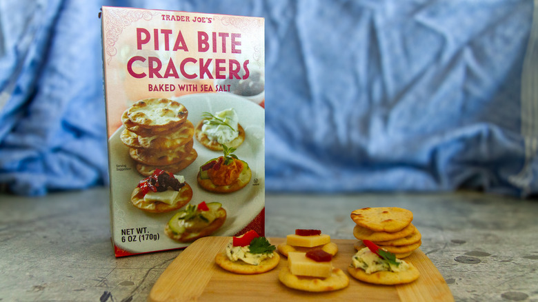 Trader Joe's Pita Bite Crackers with assorted toppings