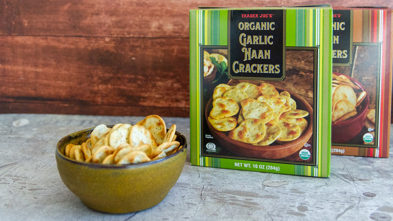 Organic Garlic Naan Crackers in a bowl