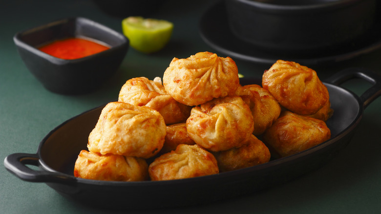 A plate of fried momos