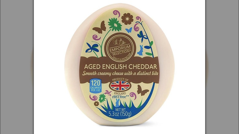 Package of aged English cheddar cheese