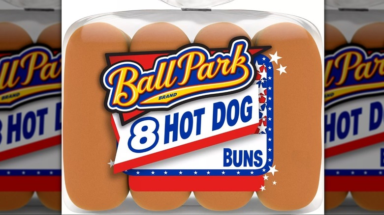 8-pack of Ball Park hot dog buns on a white background.