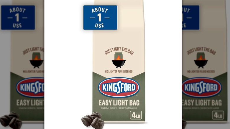 4-pound bag of Kingsford easy light charcoal on a white background.