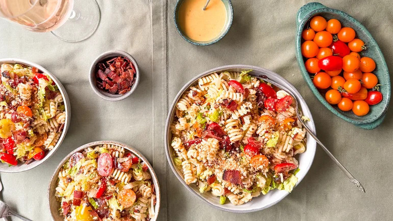 Bowls of BLT pasta salad