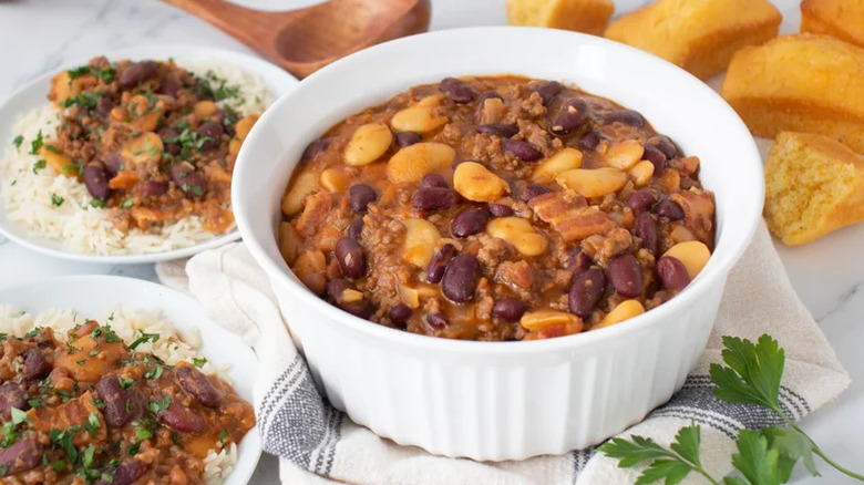 Bowl of beans in a ramekin