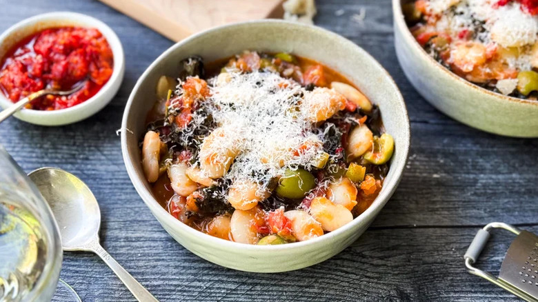 Butter beans in a dish with cheese