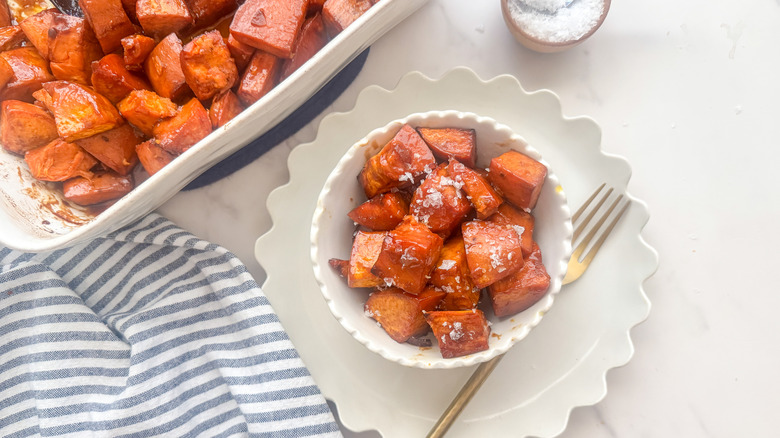 small bowl of candied yams