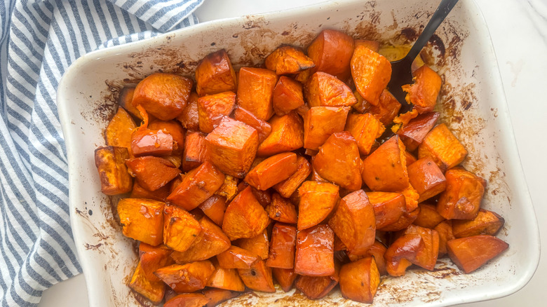 finished sweet potatoes in dish