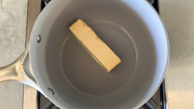 butter in saucepan