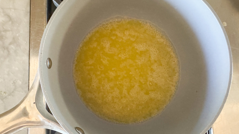 butter in saucepan
