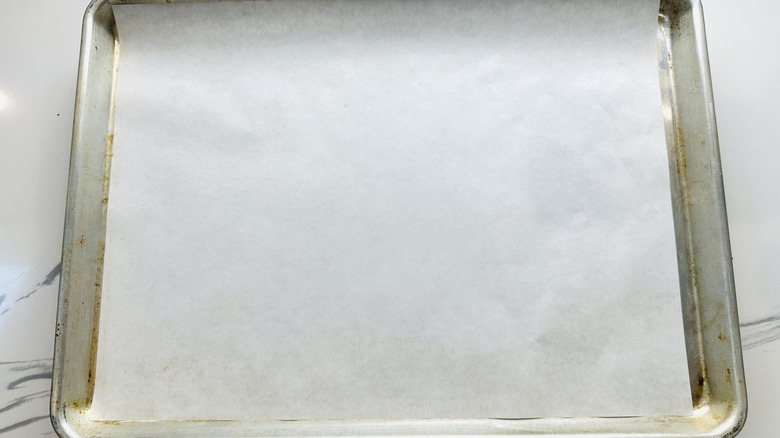 Lined baking sheet