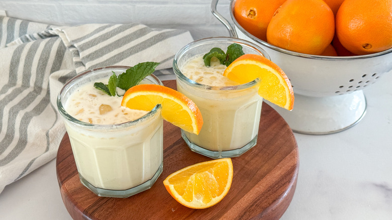 2 drinks on serving board