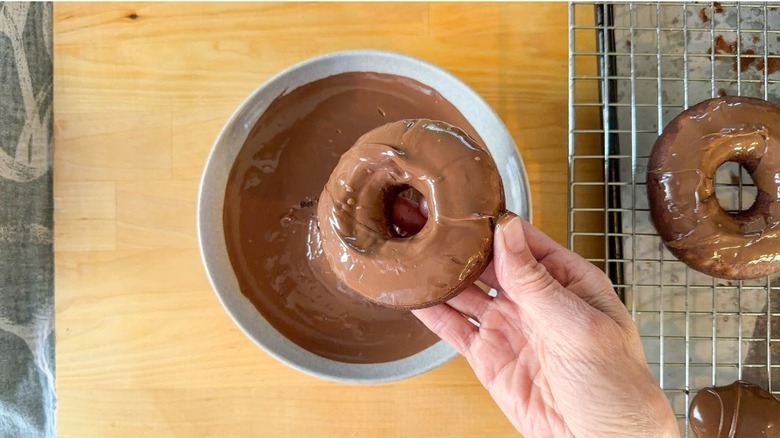 3-ingredient Nutella donuts dipped in Nutella glaze