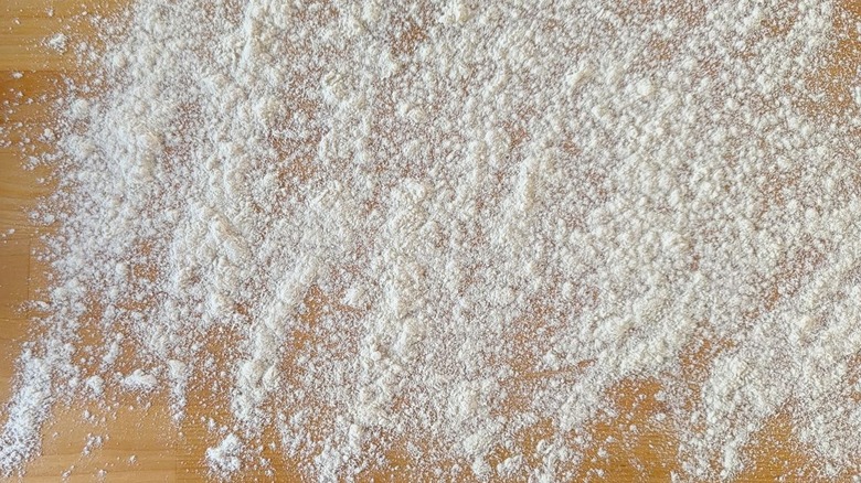 Work surface dusted with flour