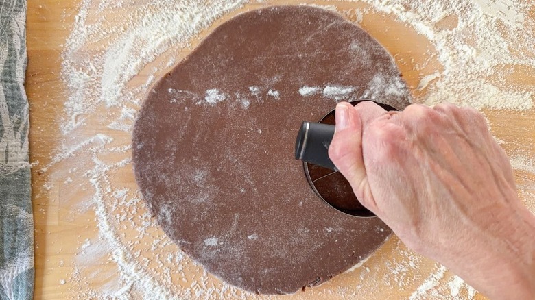 Cutting out donuts from 3-ingredient Nutella donuts dough