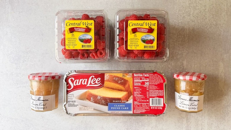 3-ingredient raspberry lemonade British trifle ingredients on countertop