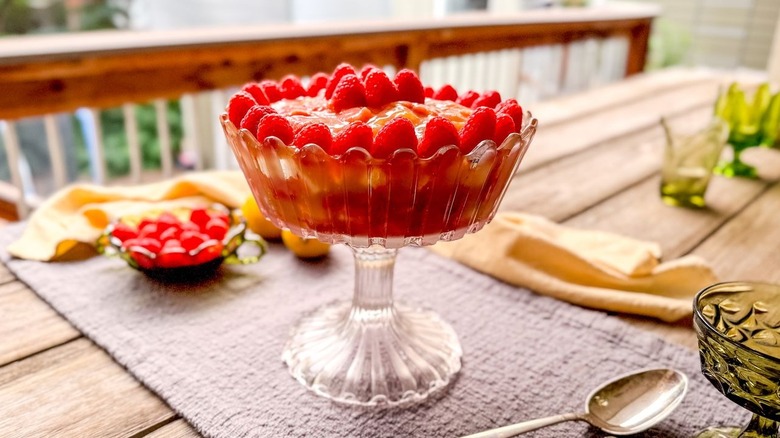 3-ingredient raspberry lemonade British trifle on table