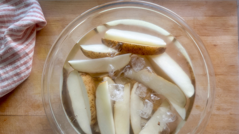 wedges in bowl of ice water