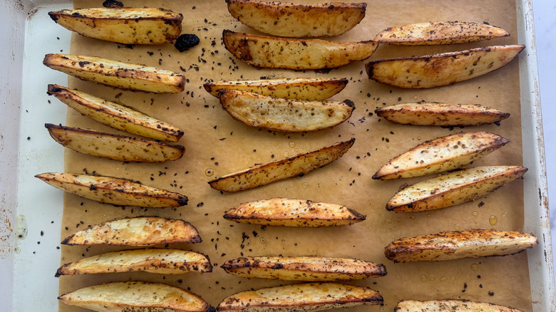 finished wedges on baking sheet