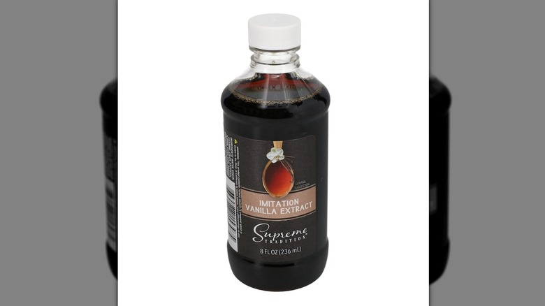 A bottle of Supreme Tradition imitation vanilla extract