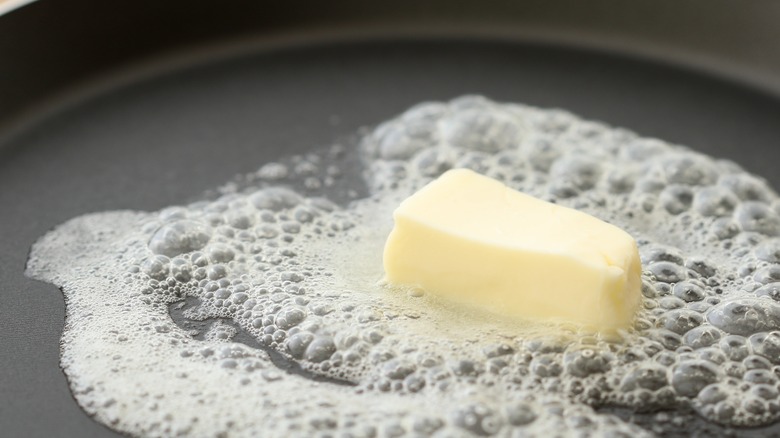 Butter frying in a pan