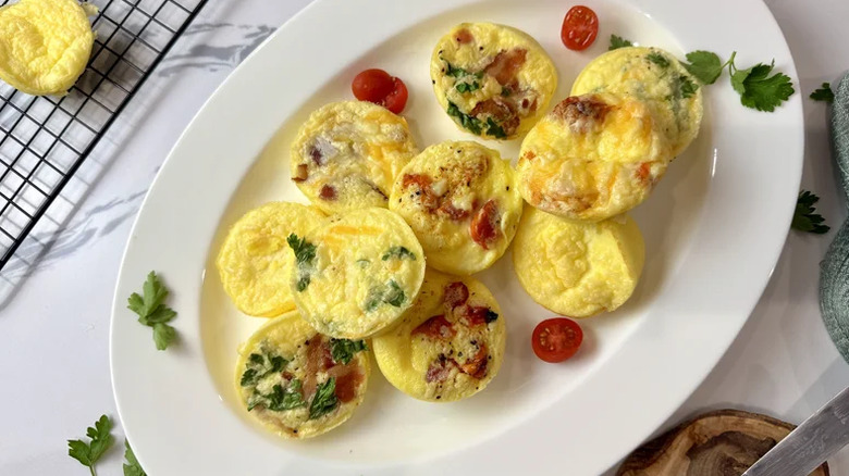 Three ingredient egg bites on a plate