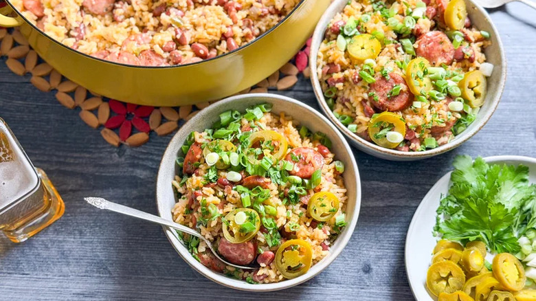 One pot beans and rice in a bowl
