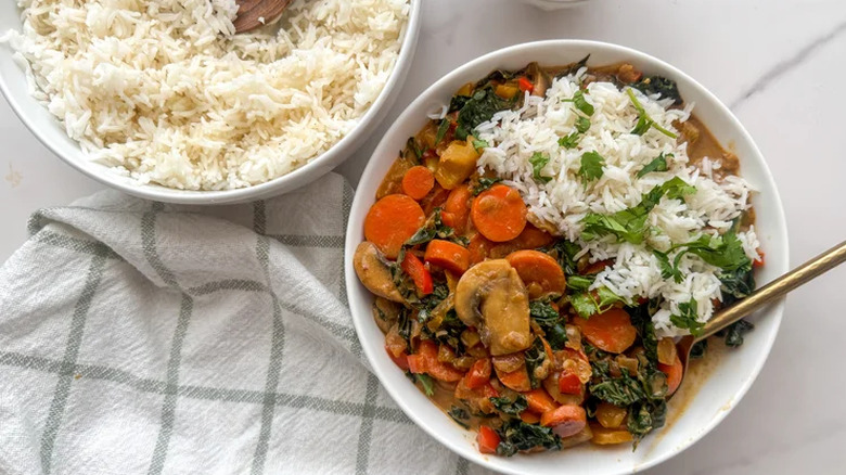 Curry with a bowl of rice