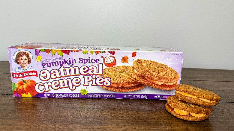 Box of Little Debbi pumpkin spice oatmeal cream pies