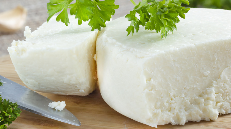 pictured block of cotija cheese