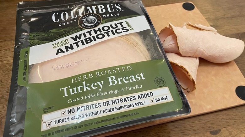 A package of Columbus Herb Roasted Turkey Breast