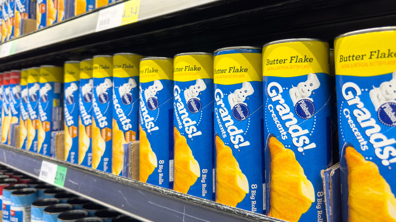 rows of pillsbury crescent rolls in the store