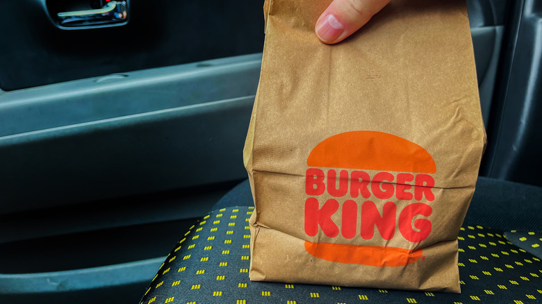 A Burger King branded takeout bag
