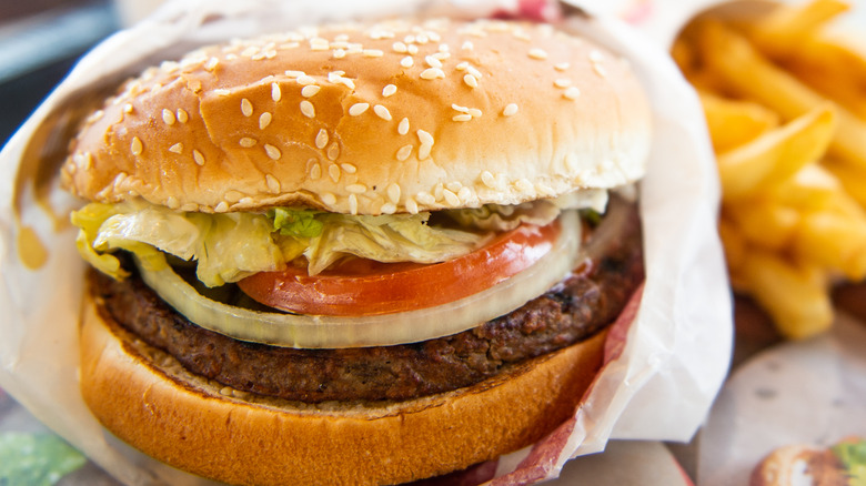 Close-up of Burger King Whopper