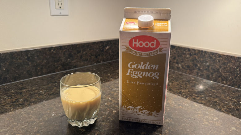 Hood golden egg nog on countertop