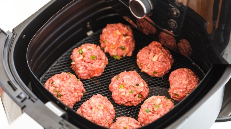 Meatballs going into air fryer