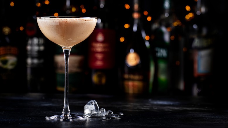 brown-colored cocktail in a glass