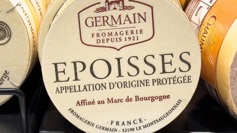 Epoisses cheese in wood box